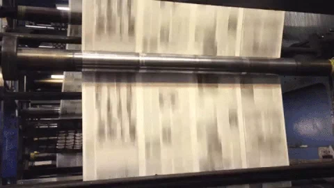 Industrial newspaper printing in action